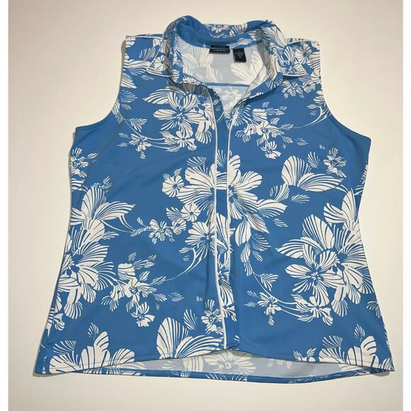 Izod Tops - IZOD women’s x-tra dry sleeveless blue & white top